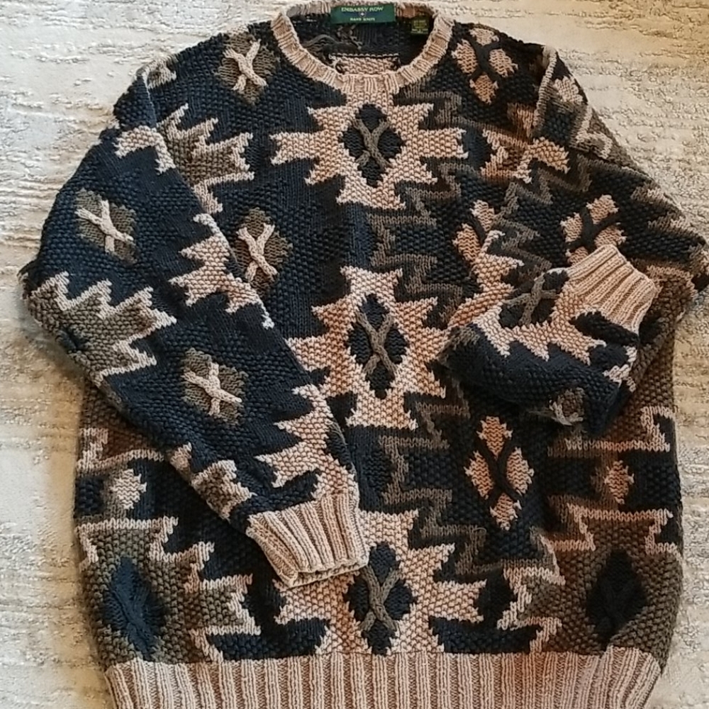 Vintage Embassy Row Chunky Handknit Sweater, Xl - image 1